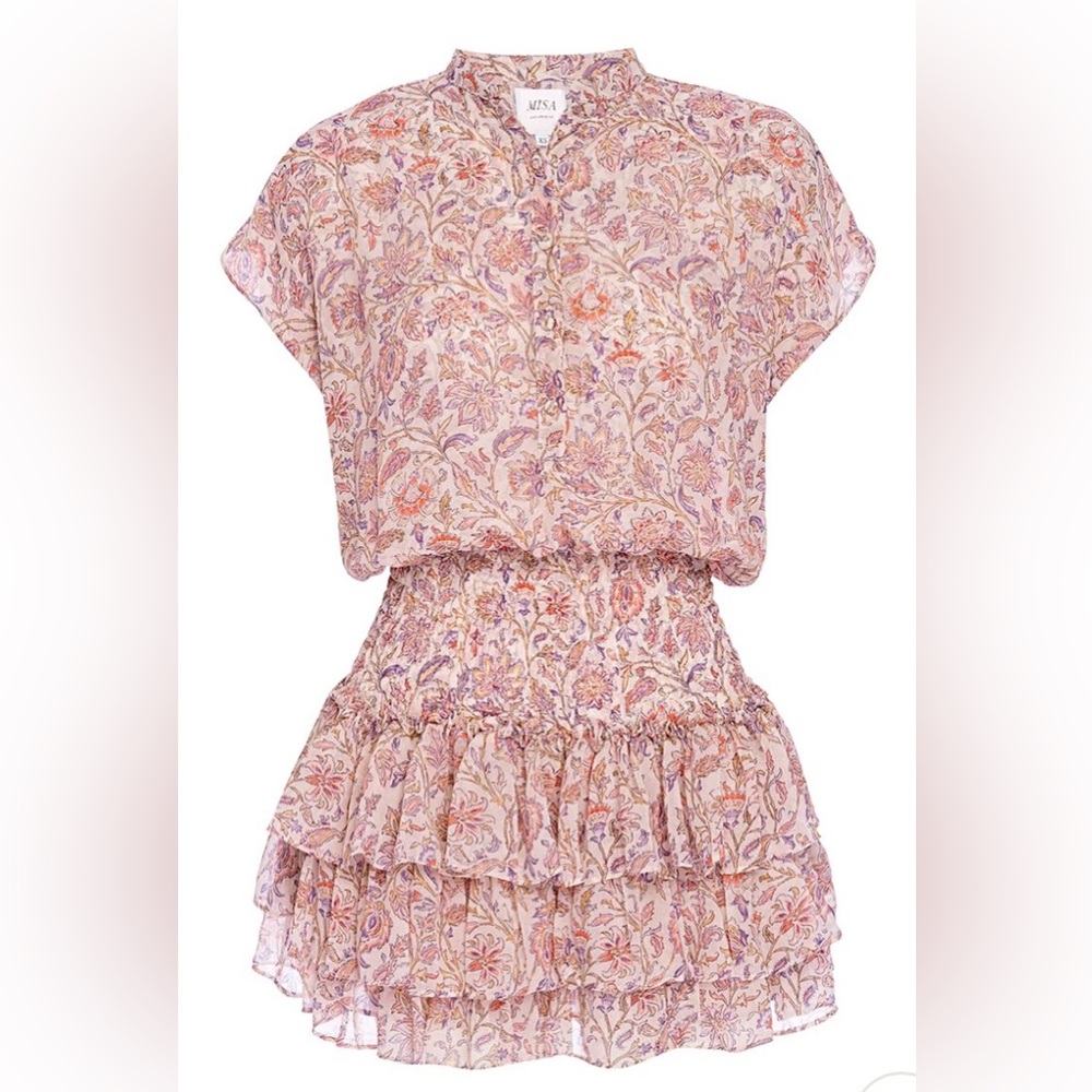 LN WOMENS SMALL (bust 40”) MISA ELOISA DRESS PINK PURPLE AMOUAGE PAISLEY